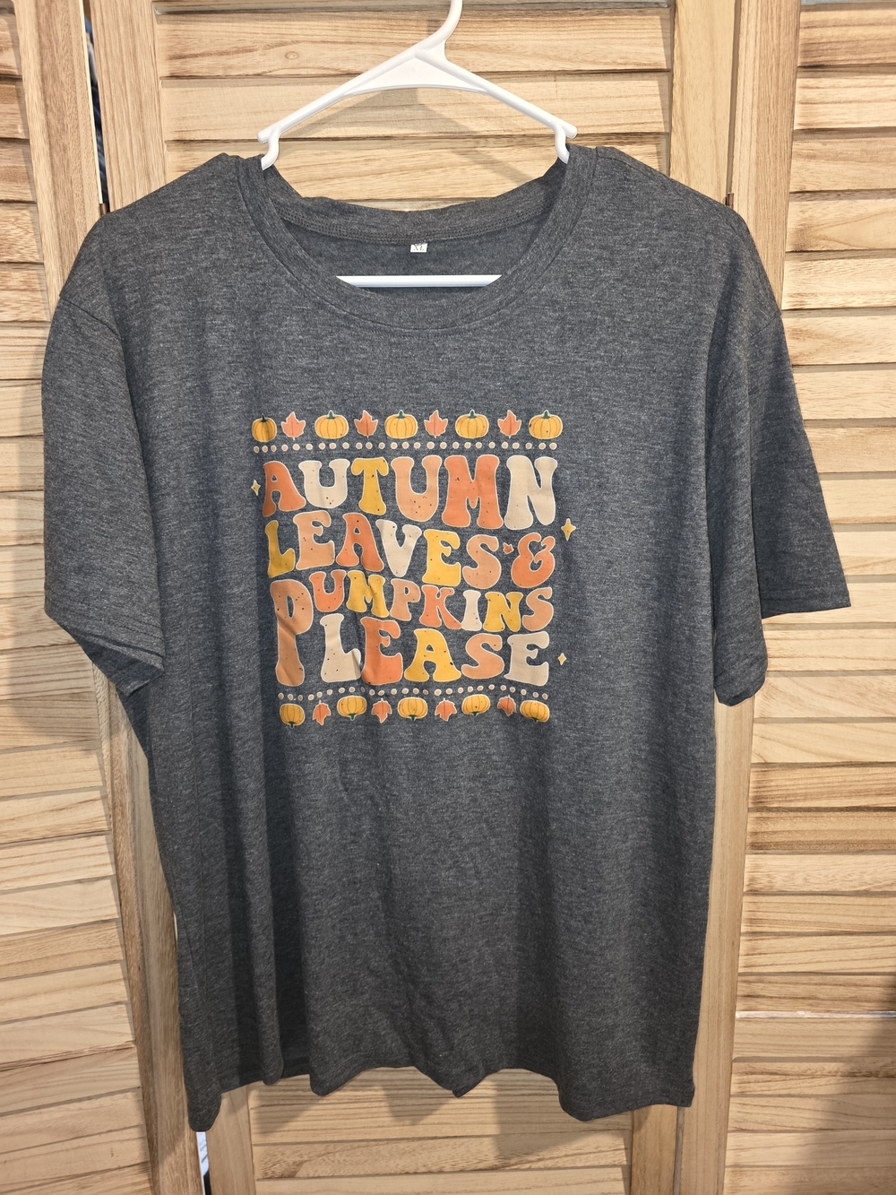 Autumn Leaves & Pumpkins Please Short Sleeve Tee - Gray